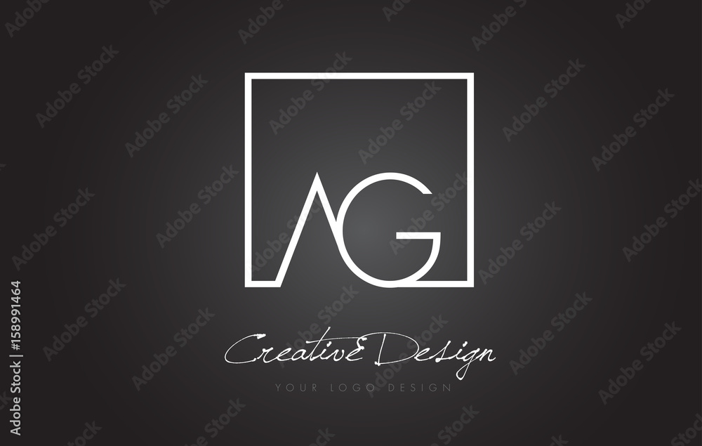 AG Square Frame Letter Logo Design with Black and White Colors.