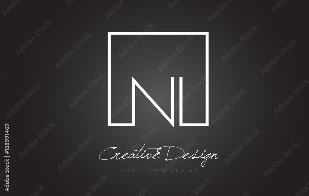 NI Square Frame Letter Logo Design with Black and White Colors. NI Square Frame Letter Logo Design with Black and White Colors.