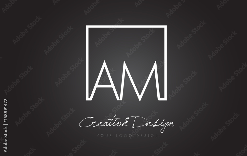 AM Square Frame Letter Logo Design with Black and White Colors. AM Square Frame Letter Logo Design with Black and White Colors.