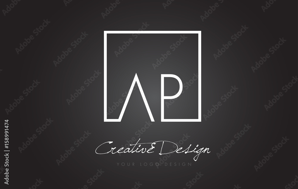 AP Square Frame Letter Logo Design with Black and White Colors. AP Square Frame Letter Logo Design with Black and White Colors.