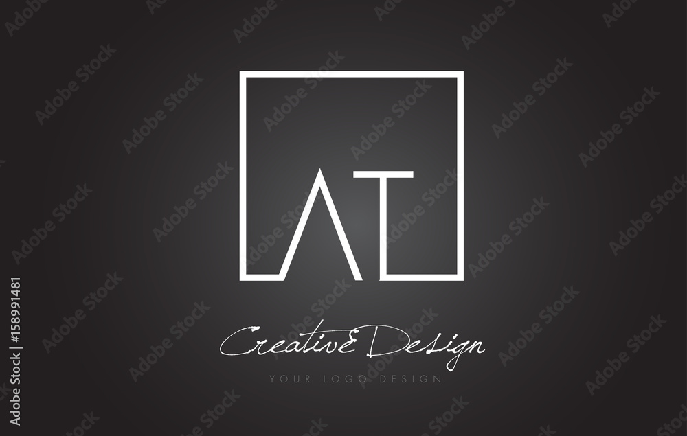 AT Square Frame Letter Logo Design with Black and White Colors. AT Square Frame Letter Logo Design with Black and White Colors.