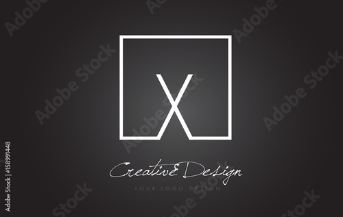 X Square Frame Letter Logo Design with Black and White Colors.