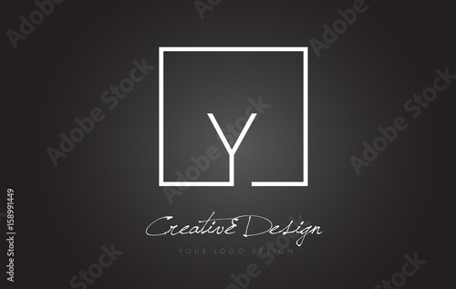 Y Square Frame Letter Logo Design with Black and White Colors.