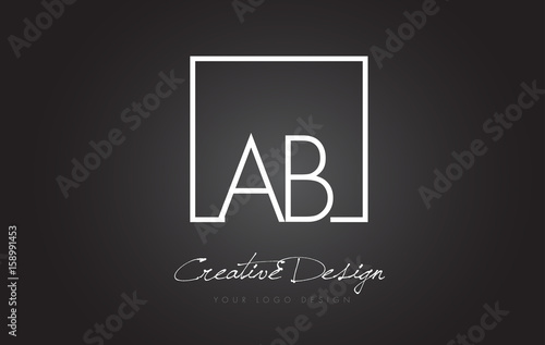 AB Square Frame Letter Logo Design with Black and White Colors.