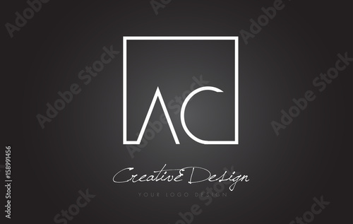 AC Square Frame Letter Logo Design with Black and White Colors.