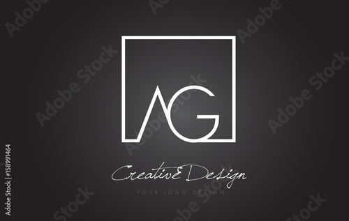 AG Square Frame Letter Logo Design with Black and White Colors.