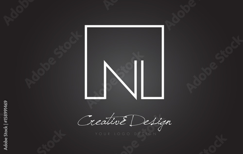 NI Square Frame Letter Logo Design with Black and White Colors.