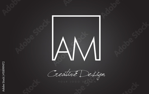 AM Square Frame Letter Logo Design with Black and White Colors.
