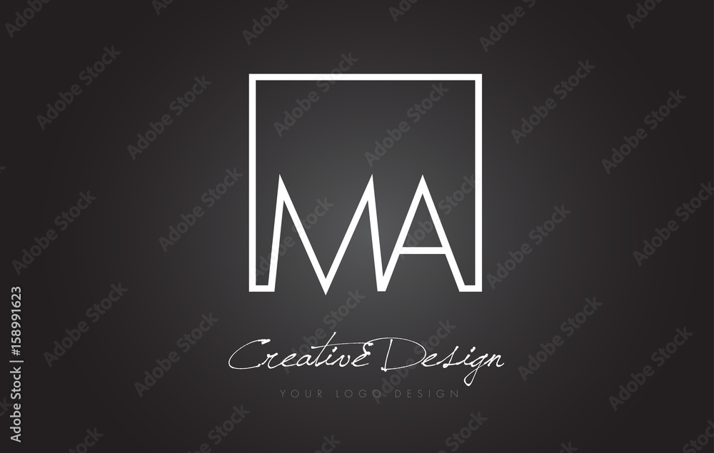 MA Square Frame Letter Logo Design with Black and White Colors. MA Square Frame Letter Logo Design with Black and White Colors.