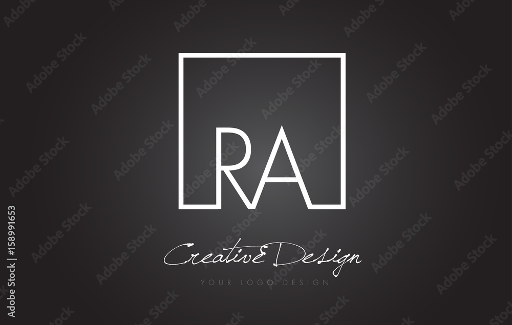 RA Square Frame Letter Logo Design with Black and White Colors. RA Square Frame Letter Logo Design with Black and White Colors.