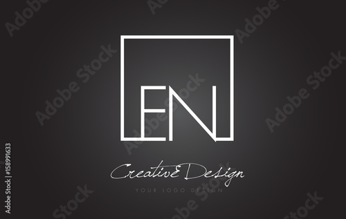 EN Square Frame Letter Logo Design with Black and White Colors.