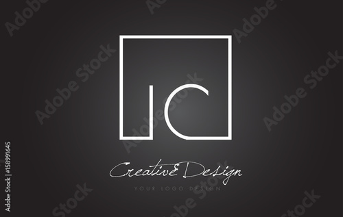 IC Square Frame Letter Logo Design with Black and White Colors.