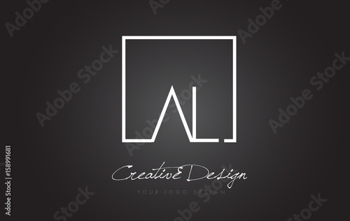 AL Square Frame Letter Logo Design with Black and White Colors.