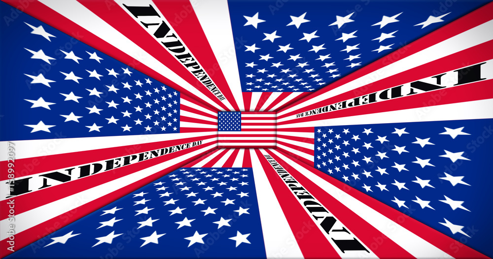 Independence Day. Happy 4th of July Concept. American Flag Perspective 3D illustration Independence Day. Happy 4th of July Concept. American Flag Perspective 3D illustration