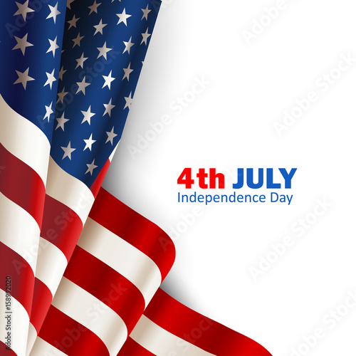 American flag on white