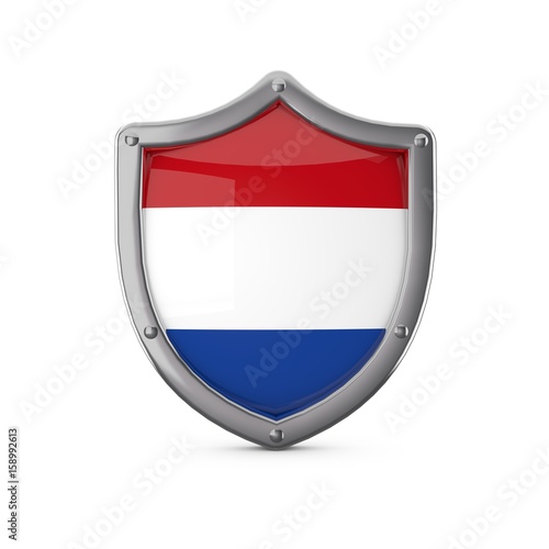 Free Download Netherlands security concept. Metal shield shape with national flag - GFXLoad
