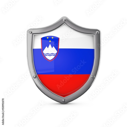 Slovenia security concept. Metal shield shape with national flag Free Download Slovenia security concept. Metal shield shape with national flag - GFXLoad