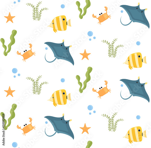 Cute pattern with sea animals