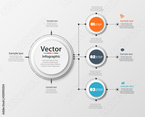 Abstract  infographics number options template with 3 steps. Can be used for workflow layout, diagram, business step options, banner, web design. Vector eps 10