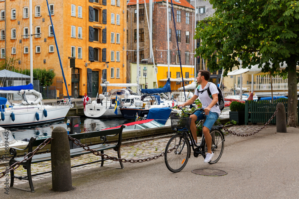 Cyclist on Copenhagen bike lane