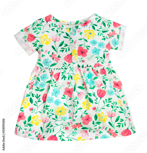 Summer floral pattern dress isolated.