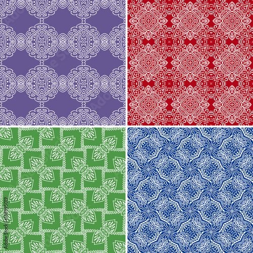 Four seamless bandanna patterns