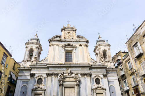 Street view of old town in Naples city, italy Europe