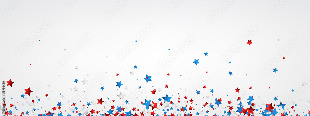 White banner with colorful stars. - obrazy, fototapety, plakaty 