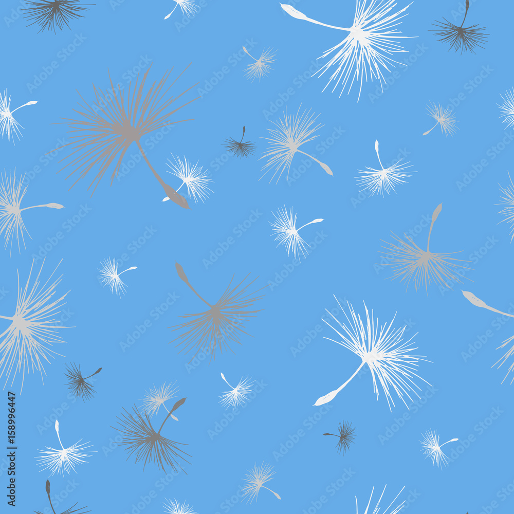 Fototapeta premium Dandelion seeds seamless pattern
