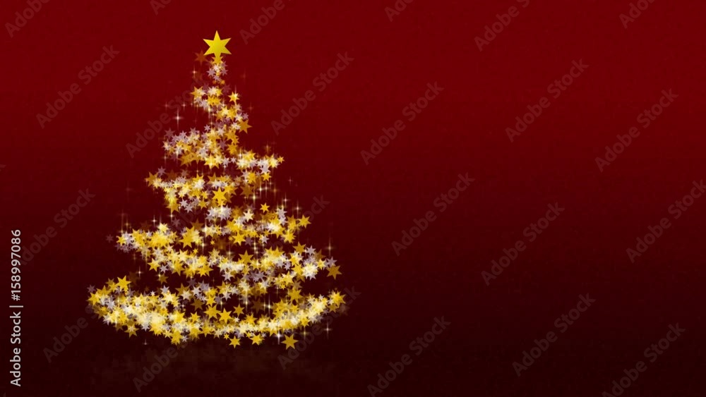 Christmas tree with glittering stars on red background with seasons greetings, italian version; part of a multilingual series, approx. 25 sec. Christmas tree with glittering stars on red background with seasons greetings, italian version; part of a multilingual series, approx. 25 sec.