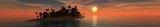 Beautiful island in the ocean, a panorama of a tropical sea sunset, 3d rendering