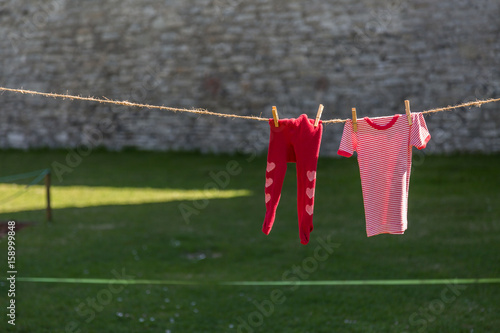 Baby clothes on a rope
