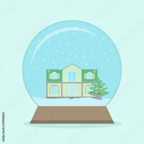 Glass ball with snow.