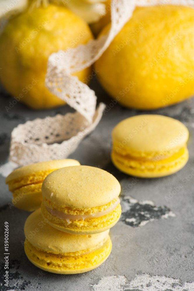 Yellow macaroons with laces Yellow macaroons with laces