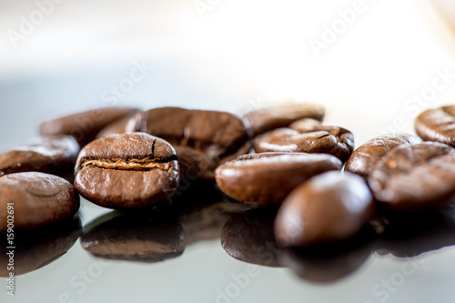 Roasted coffee beans.