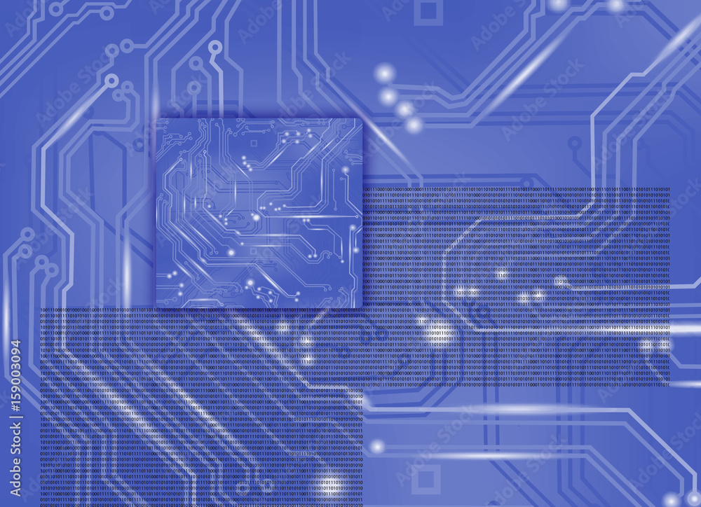 abstract image of microcircuit against a blue background closeup