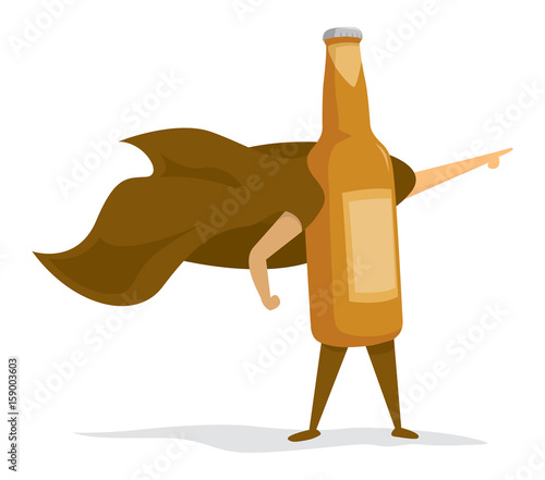 Beer super hero bottle standing with cape