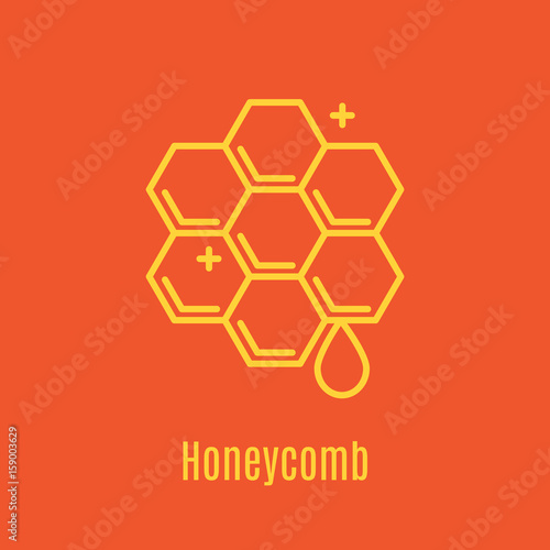 Vector illustration of thin line icon honeycomb for medicine, apitherapy, beekeeping products, cosmetics, soap. Linear symbol