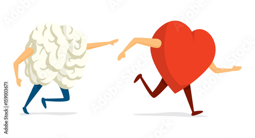 Running brain chasing escaping heart