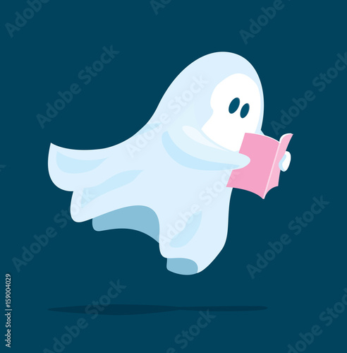 Obraz na plátne Cute ghost reading a book