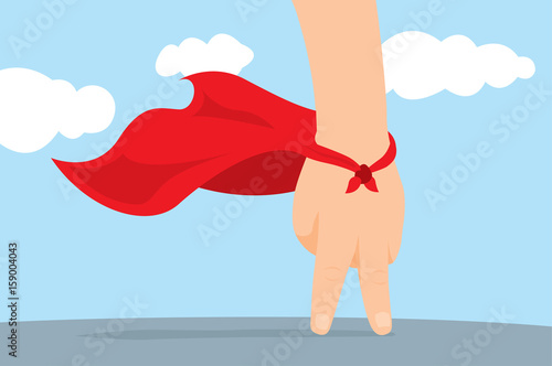 Kids hand playing as young super hero