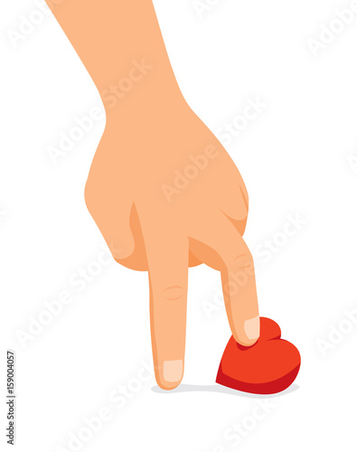 Human hand stepping on heart