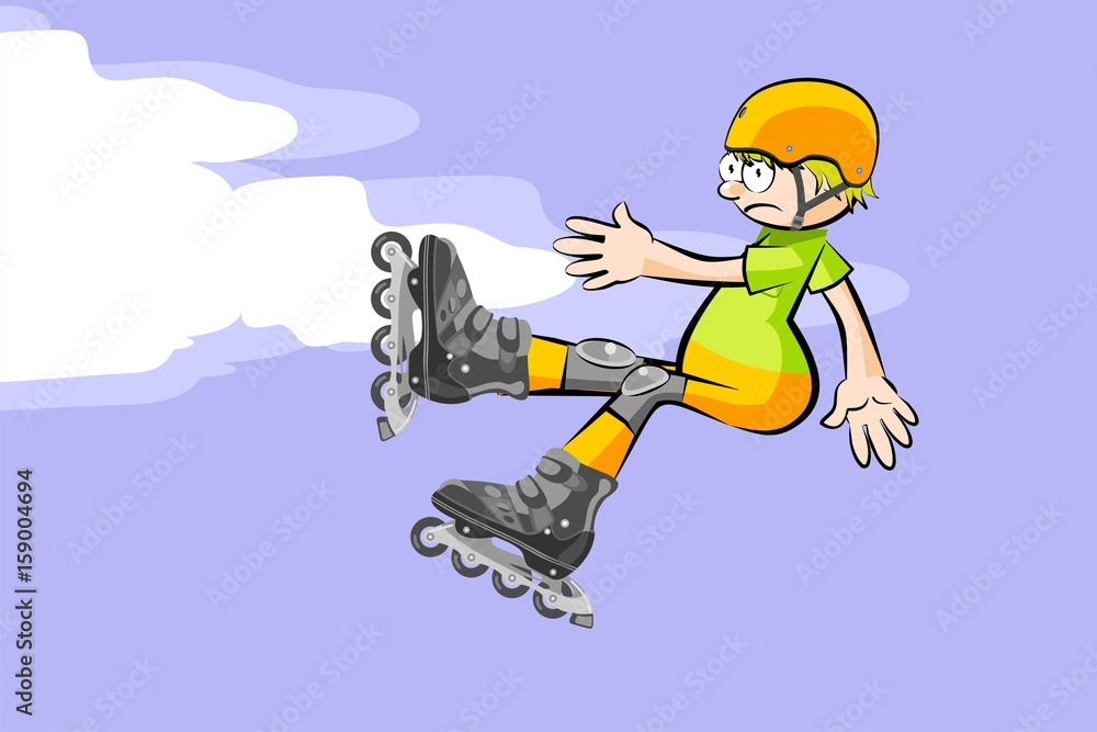 Cool Rollerblader boy is jumping high in air Cool Rollerblader boy is jumping high in air