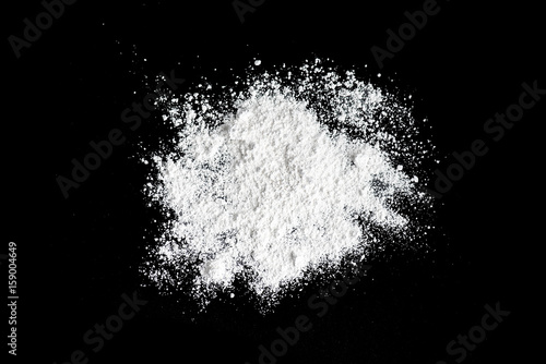 White powder on the black background