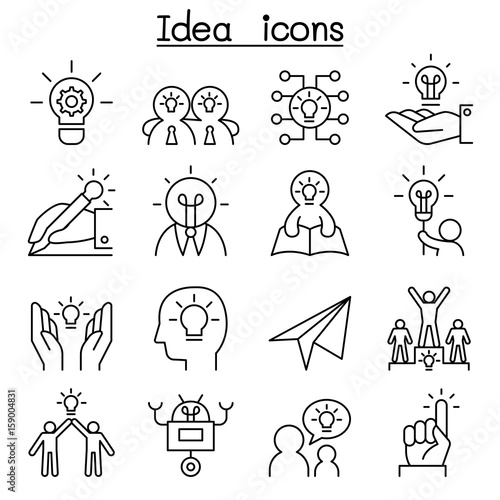 Idea & Creative icon set in thin line style