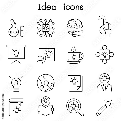 Idea, Creative, Innovation, Inspiration icon set in thin line style