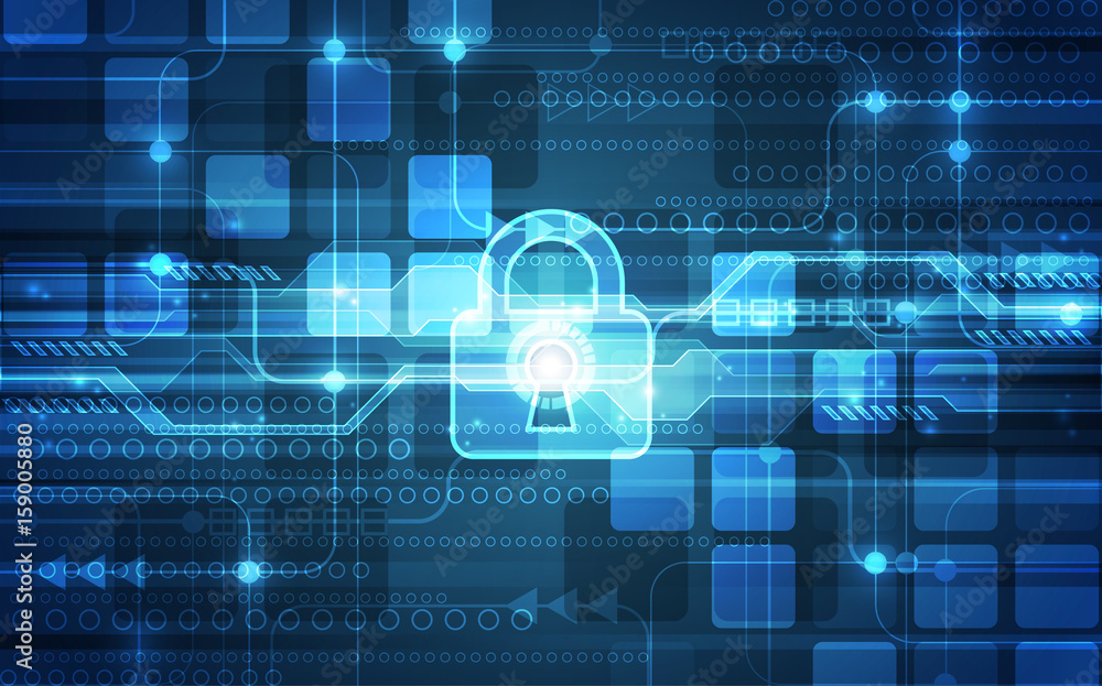 Fototapeta premium Abstract technology security on global network background, vector illustration