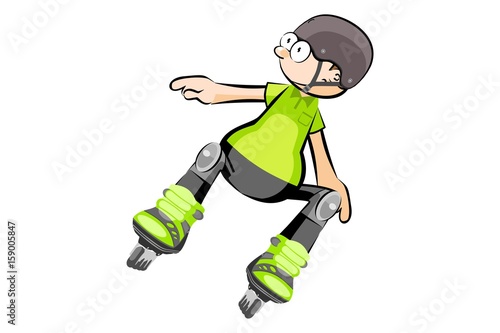 Rollerblader boy isolated on white - Cartoon style