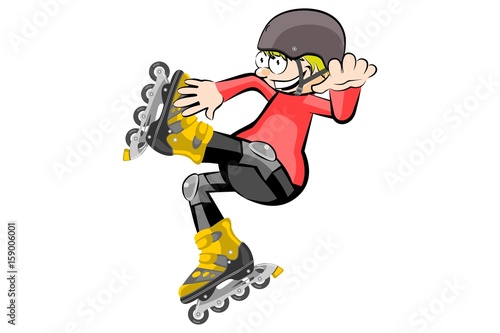 Rollerblader boy isolated on white
