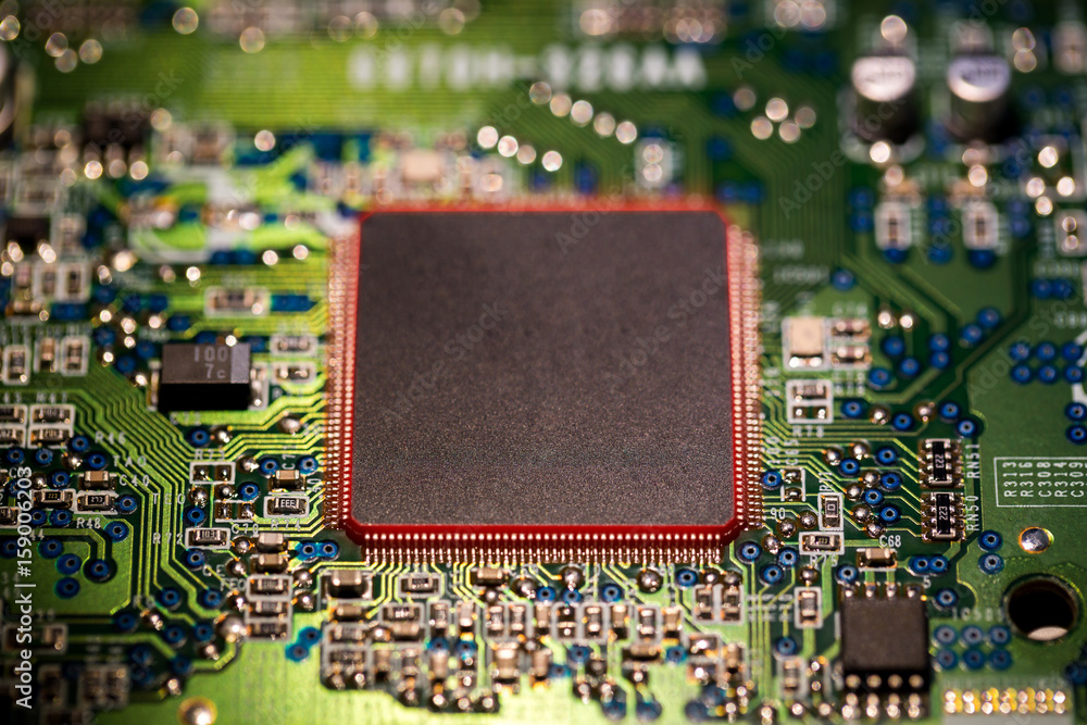 Obraz premium Micro chip on motherboard